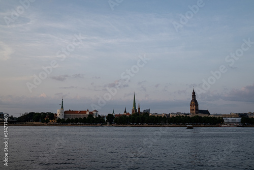 River Daugava flows through Latvia capital Riga. Riga cityscape  © Neils