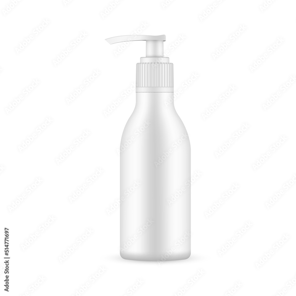Plastic Cosmetic Bottle With Press Pump for Soap or Gel, Isolated on White Background. Vector Illustration Plastic Cosmetic Bottle With Press Pump for Soap or Gel, Isolated on White Background. Vector Illustration