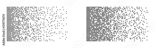 Disintegration set. Black and white dots. Big data concept. Broken pixel mosaic. Future technology. Machine Learning visualization. Vector illustration photo