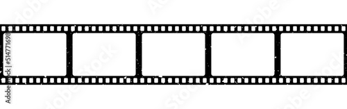 Film strip old effect. Camera roll on white backdrop. Film frame template. Analog video negatives. Empty photo frames. Vector illustration