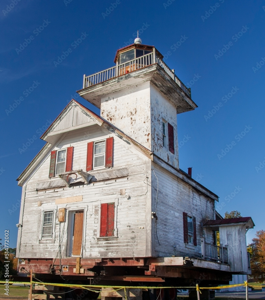 Historic Roanoke River Lighthouse pre renovation and relocation.