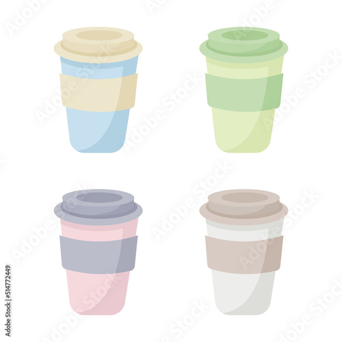 Delicious coffeee paper cup icon set