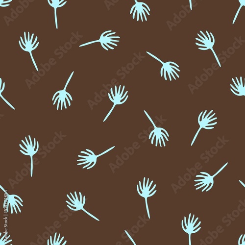 Simple calm floral vector seamless pattern. Light panicles on a dark brown background. For fabric prints, textiles, men's shirts.