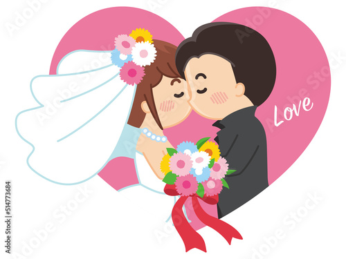 新郎新婦の誓いのキス　結婚式　ウェディング