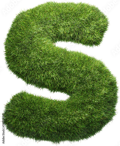 grass letter S isolated on white background