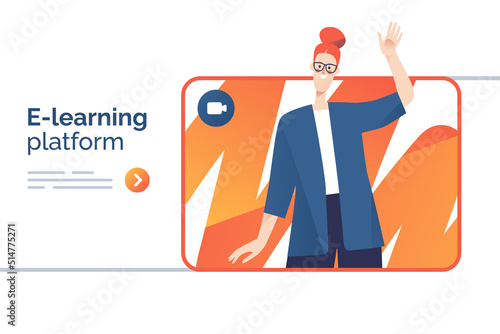 Vector illustration on the subject of online learning, education platform, language course