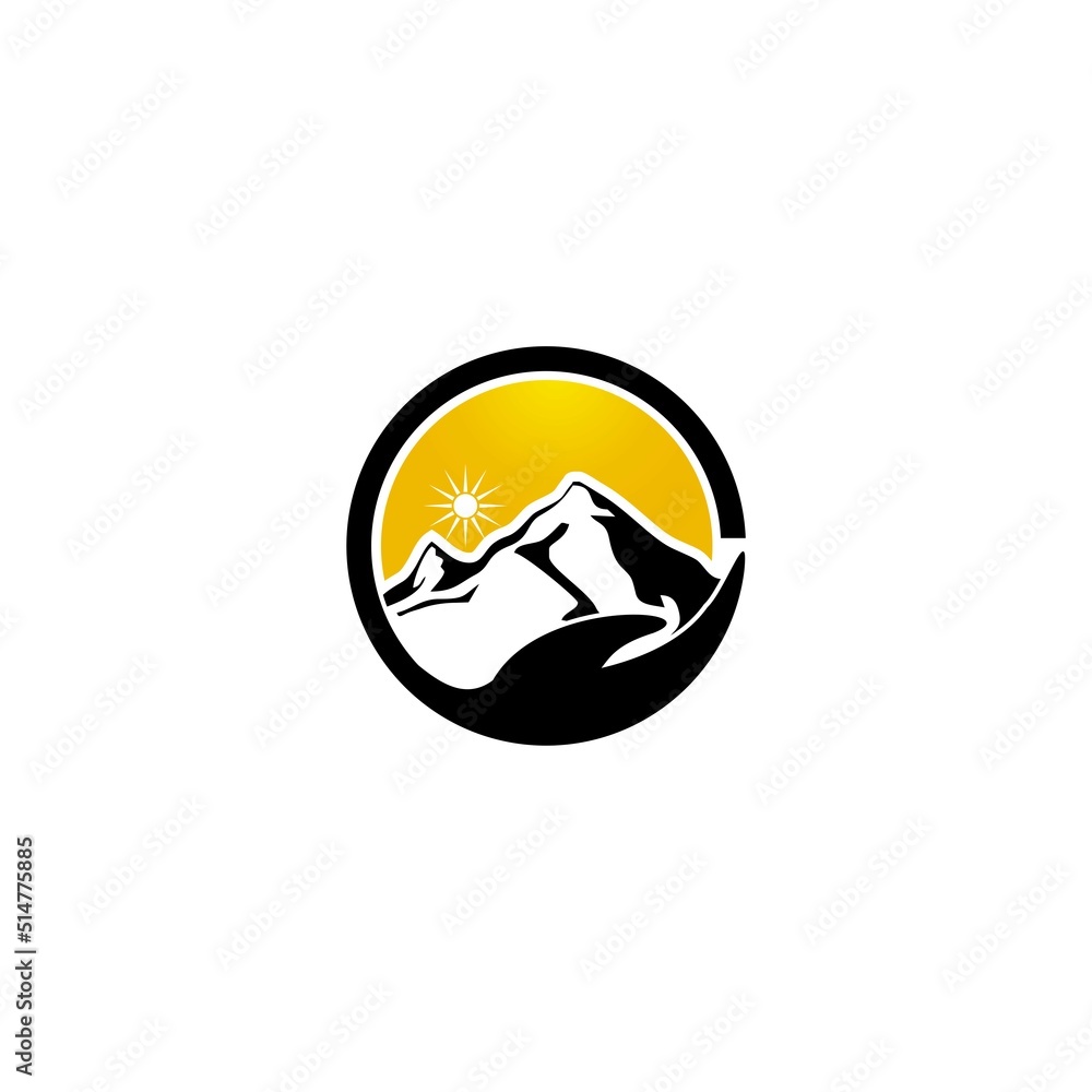 mountain and hand logo template