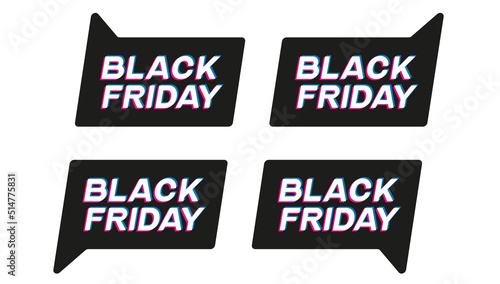 Black Friday icon set vector illustration design, black friday balloon speech bubble icon