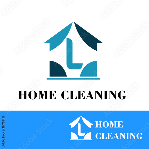 Initial l letter with sparkle and house icon for simple modern home cleaning service business logo concept