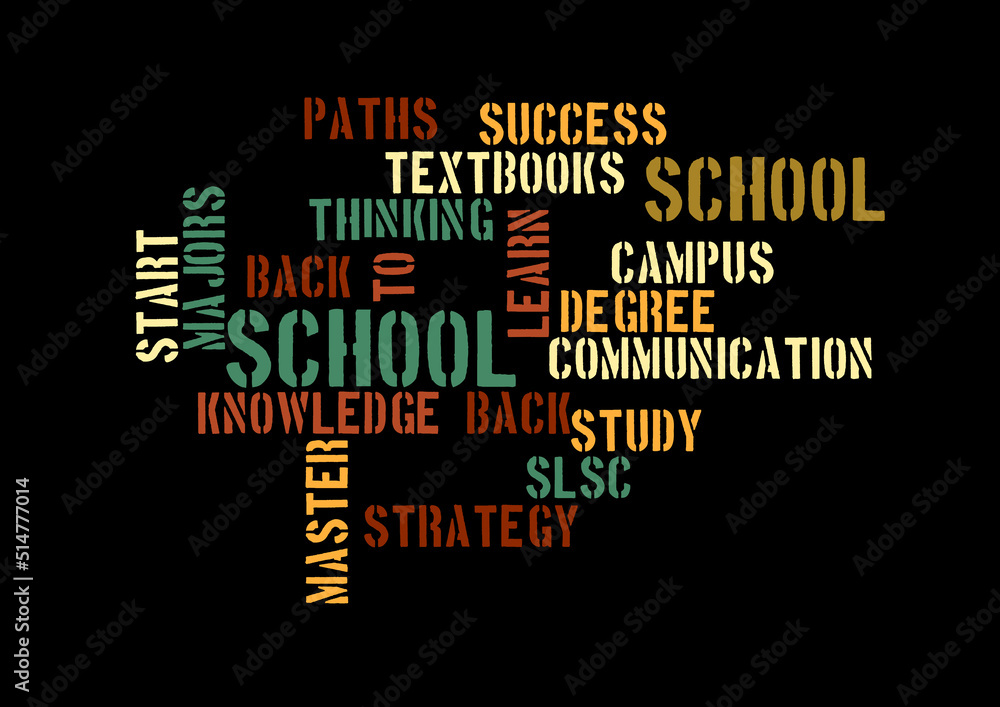 Back to School Word Cloud Style on Black Back to School Word Cloud Style on Black