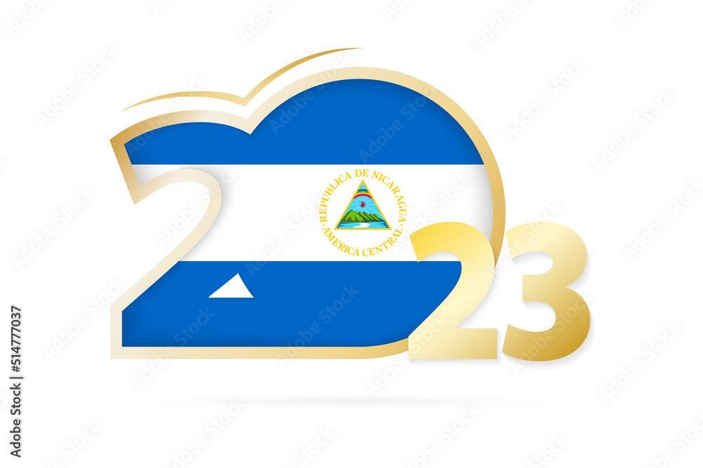Year 2023 with Nicaragua Flag pattern.