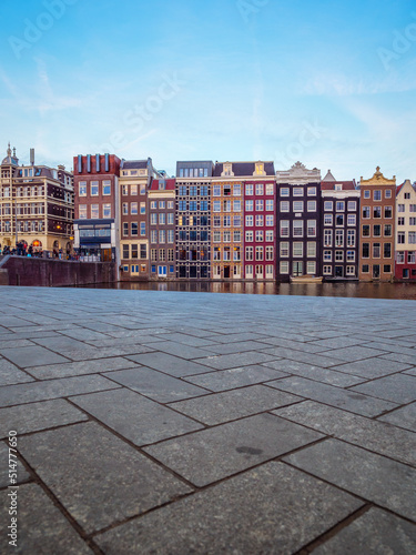 Amsterdam with river and houses in the city