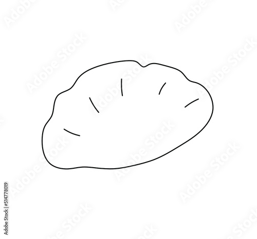 Vector isolated single dim sum chinese food colorless black and white contour line doodle drawing