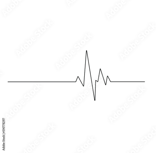 Vector isolated cardiogram heartbeat fine line symbol