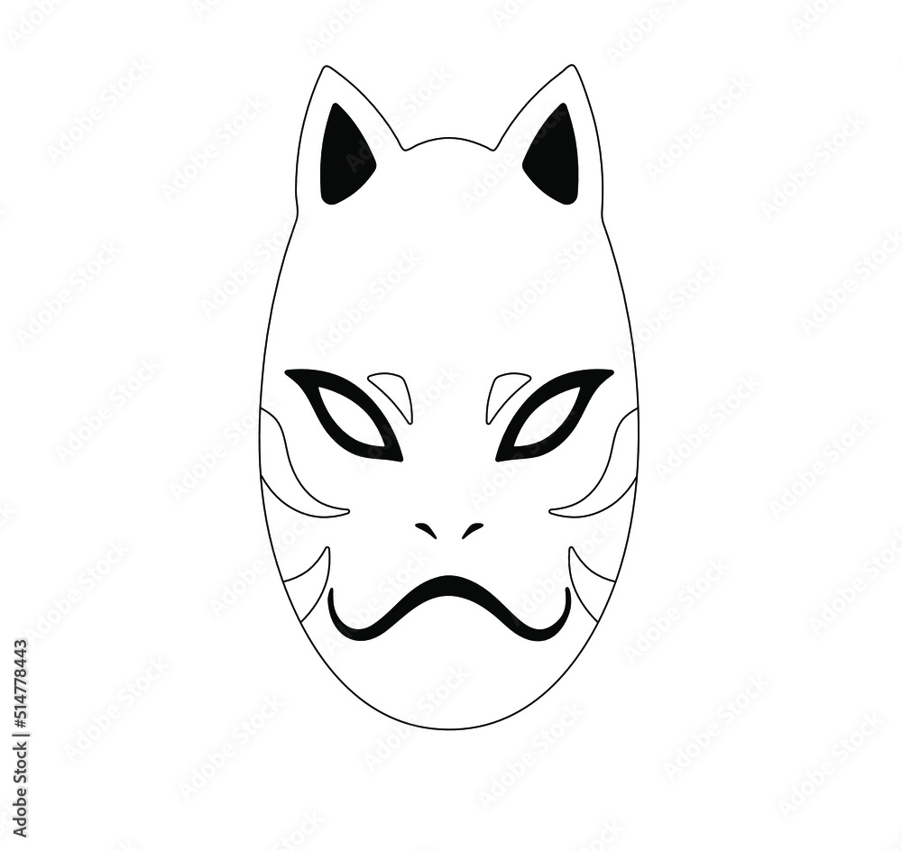 Virkelig Minde om pouch Vector isolated Naruto Kakashi Anbu mask anime cartoon colorless black and  white contour line symbol Stock Vector | Adobe Stock