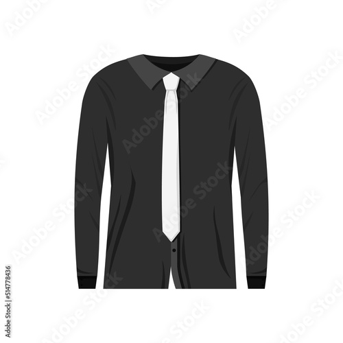 Black shirt with white tie template