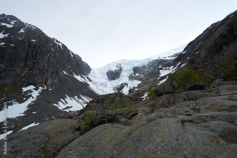 buarbreen glacier in the mountains Odda
