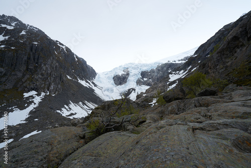 buarbreen glacier in the mountains Odda
