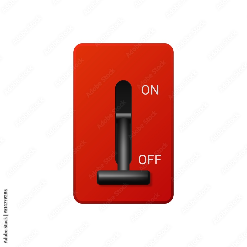 Black lever with off and on positions Black lever with off and on positions