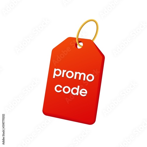 Red 3d tag with with promo code