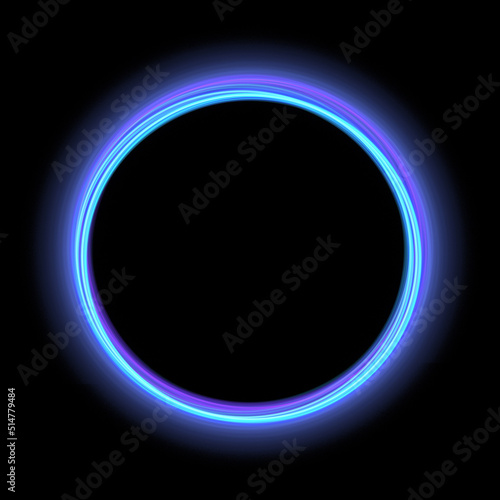 Neon blue circle ring line frame background. Use photoshop layer mode lighten, screen, linear dodge (add) to remove the background