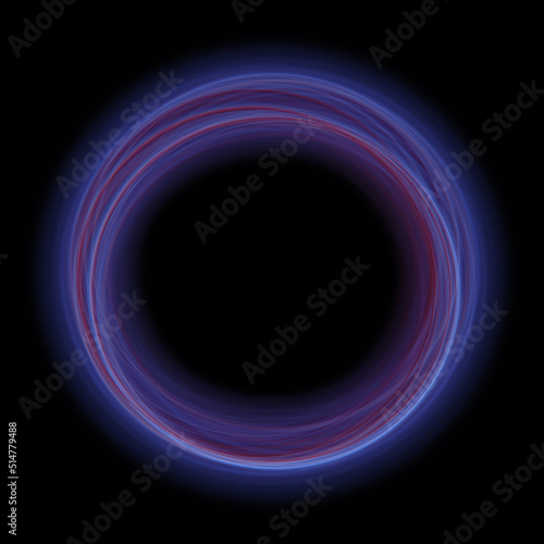 Blue red neon circle ring frame background. Use photoshop layer mode lighten, screen, linear dodge (add) to remove the background