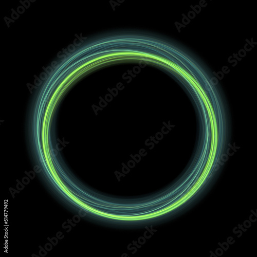 Abstract green circle ring line frame background. Use photoshop layer mode lighten, screen, linear dodge (add) to remove the background