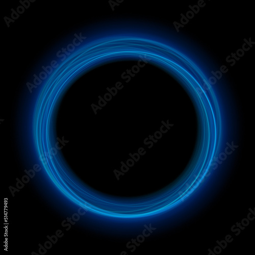 Blue circle ring line frame background. Use photoshop layer mode lighten, screen, linear dodge (add) to remove the background
