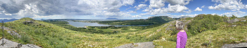 Panorama from  mountain Urstabben in Brønnøy municipality - ,Helgeland,Northern Norway,scandinavia,Europe