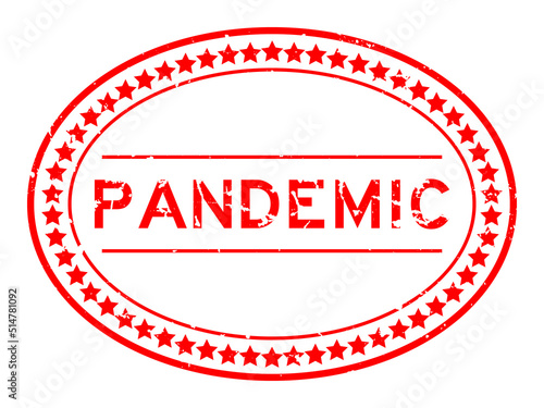Grunge red pandemic word oval rubber seal stamp on white background