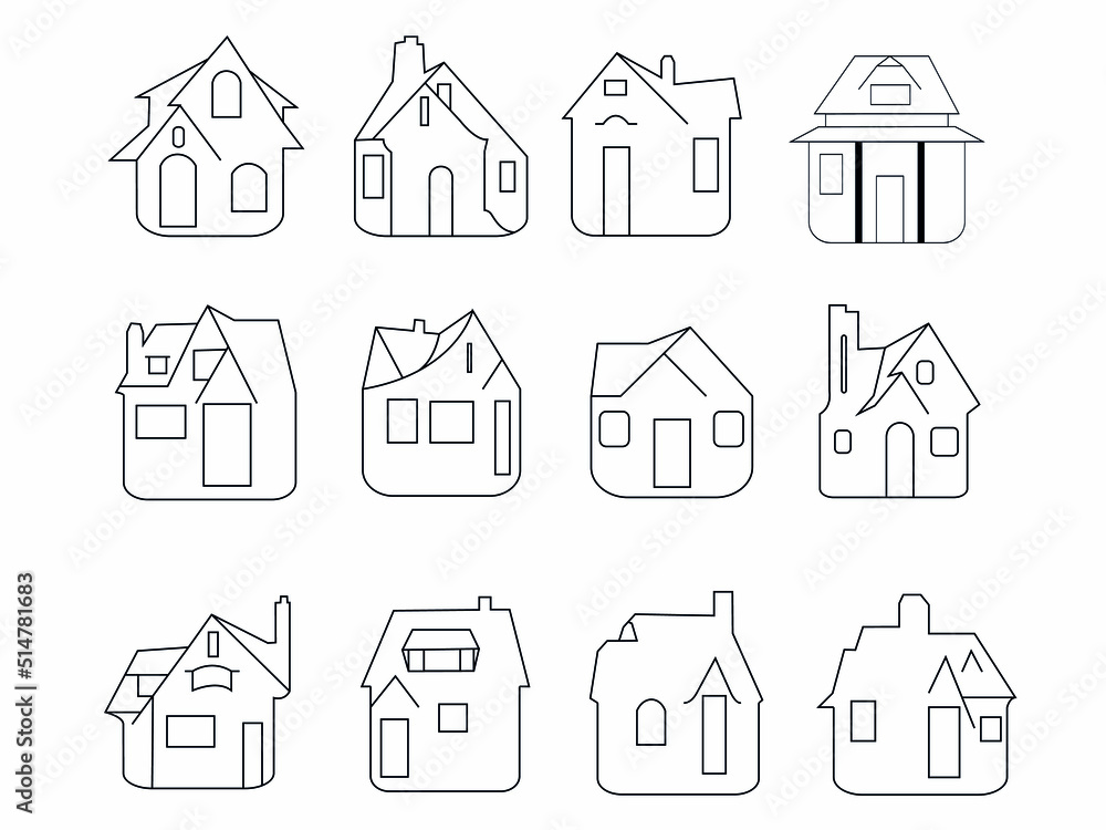 house style line art icon set .home square design icon logo house style line art icon set .home square design icon logo