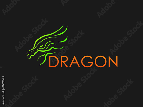 artistic dragon head logo design