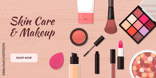 Skincare and makeup beauty products