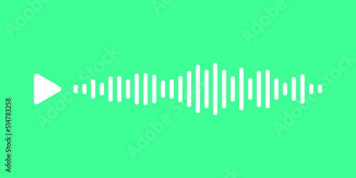 Audio message wave with play button on green background. Audio message in messenger. The concept of people communicating through mobile app. Vector illustration for a website or application.