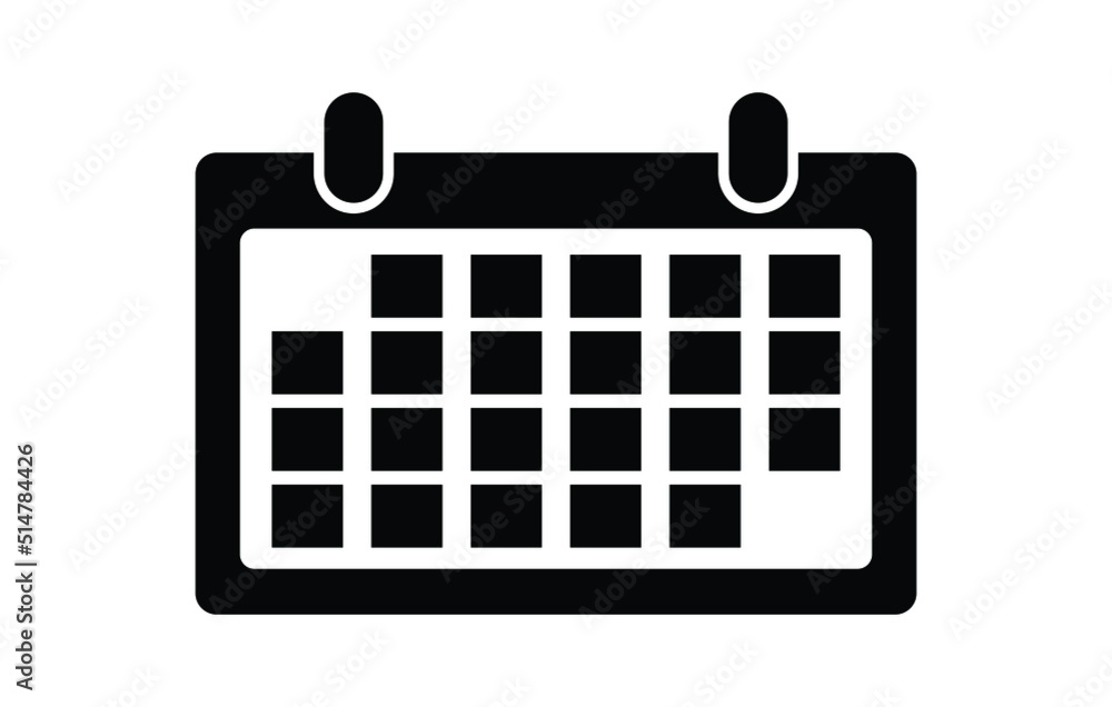 Calendar icon. Vector Isolated Black and White Illustration of a Calendar Calendar icon. Vector Isolated Black and White Illustration of a Calendar