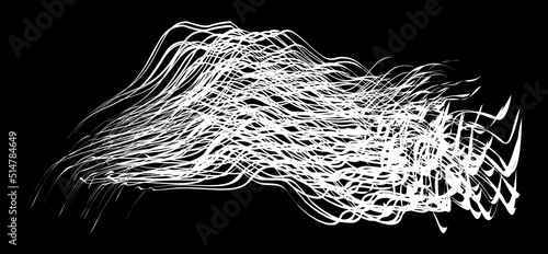 White flow brushstroke on white background.. Fluffy bunch of white politics. Abstract disheveled fibres. Vector illustration swirl blur. Crayons and chalk paint, fibers, hair and bunch