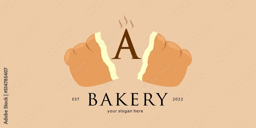Bread Baker Logo Design with Letter A Bread Baker Logo Design with Letter A
