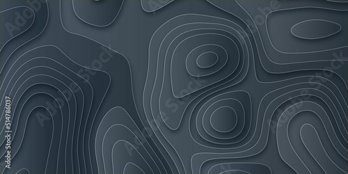 Abstract background with papercut multi layers 3D black gray color texture vector background .. Paper art 3d vector banner. 3d topography relief . topography concept or smooth origami shape paper .