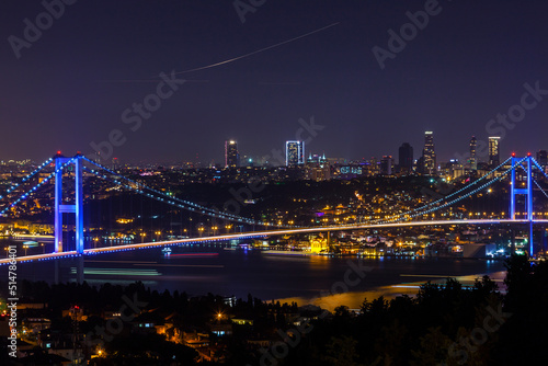 15 July Martyrs Bridge in the Night Lights, Uskudar Istanbul Turkey