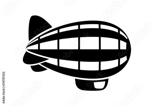 Airship dirigible, blimp. Transport detailed simple style logo icon vector illustration isolated