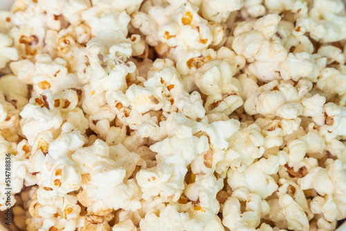 close up of scattered popcorn texture background