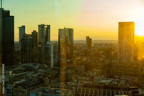 city skyline at sunset photo