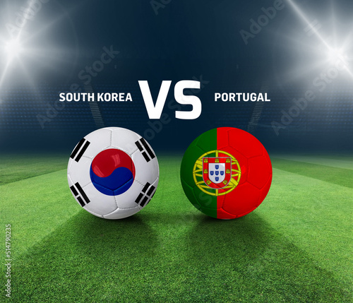 Soccer matchday template. South Korea vs Portugal Match day template. 3d rendering