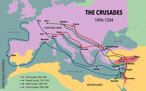Map of the Crusades main routes and roads photo