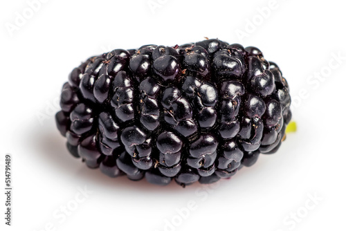 Black mulberry isolated on a white background closeup