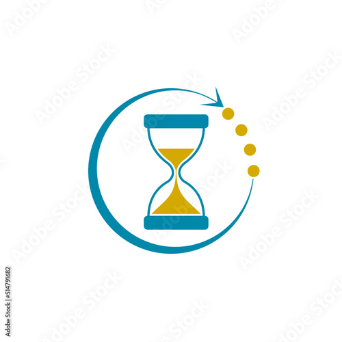Hourglass with arrow icon isolated on white background