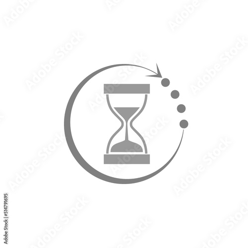 Hourglass with arrow icon isolated on white background