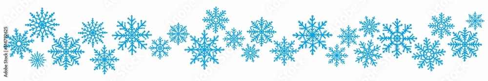Horizontal pattern of snowflakes, hand-drawn Horizontal pattern of snowflakes, hand-drawn