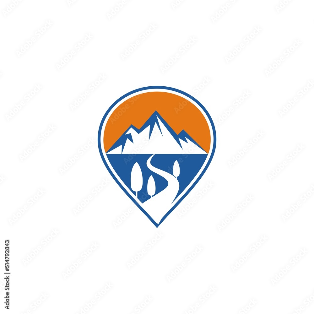 mountain and water sun tree logo template mountain and water sun tree logo template