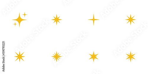 Conjunto de icono de brillo. Concepto de decoraci  n de luces  estilo estrella amarillo